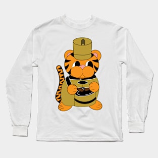 Marching Band Tiger Snare Drum Black and Gold Long Sleeve T-Shirt